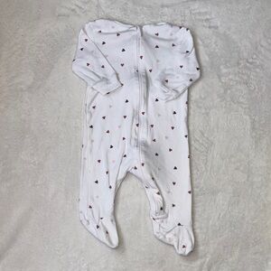 (2 for $10) George Cozy White Heart Print  Footie/ sleeper